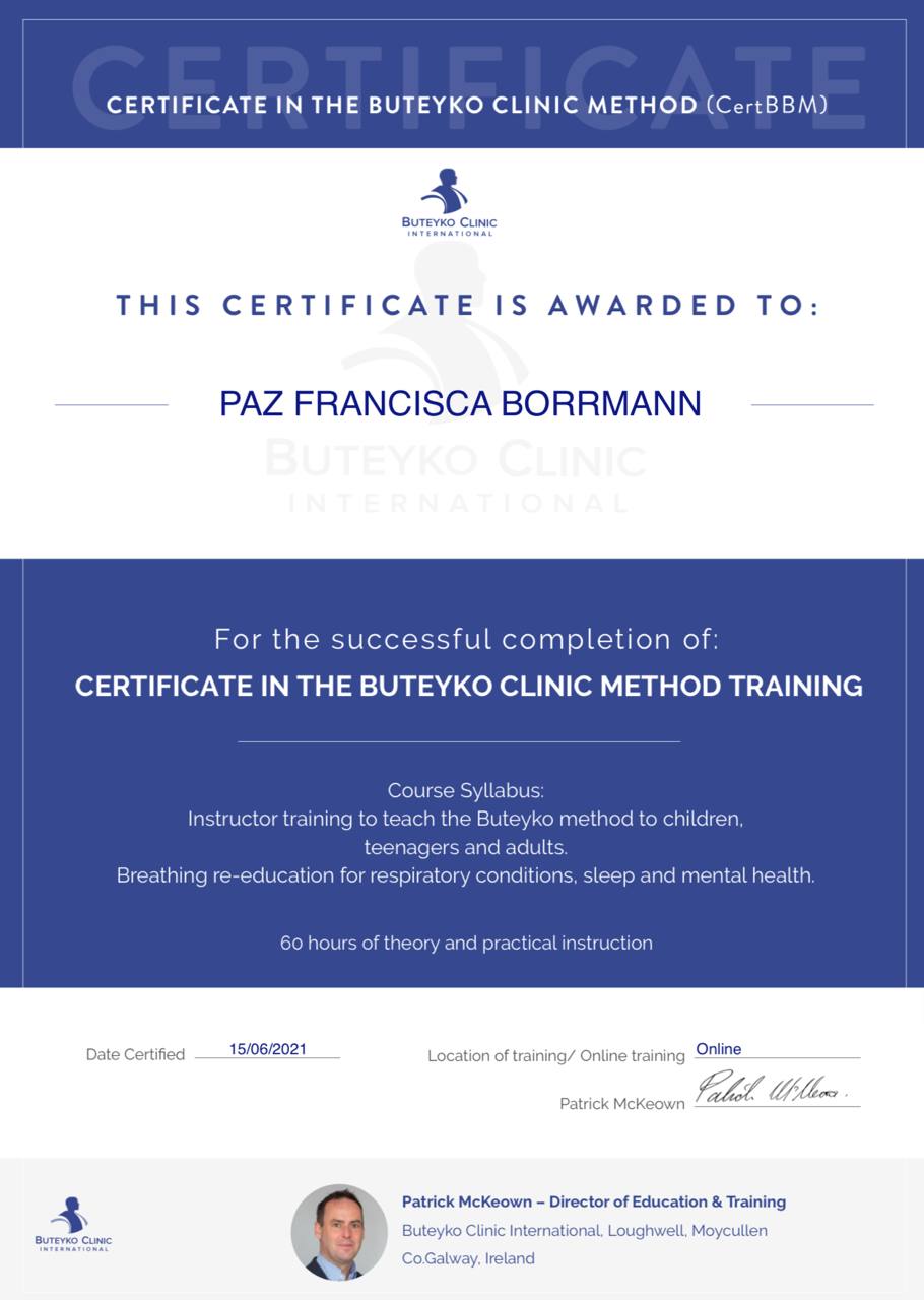 Certificado Método Buteyko